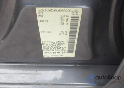 2015 Nissan Altima 2.5 S из США, поврежденный, VIN 1N4AL3AP4FN383189